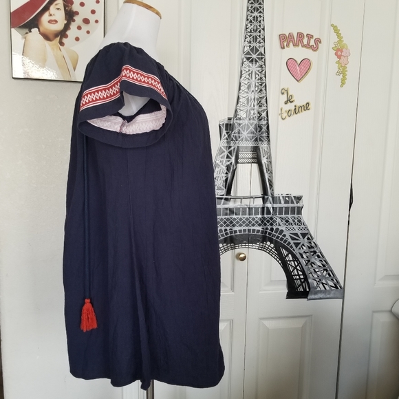 Anthropologie Thml Embroidered Boho Navy Blue Slip Dress - Picture 3 of 5